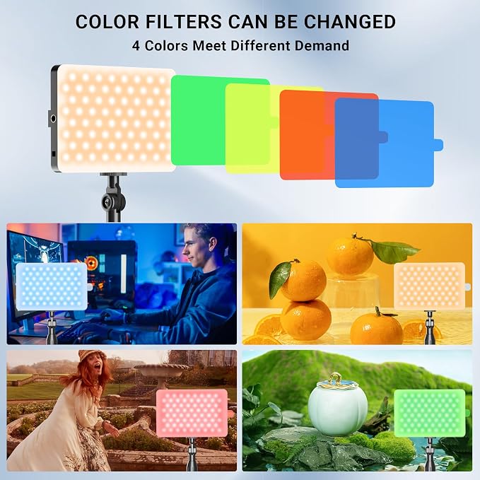 2-Pack LED Video Light with Stand, Home Studio Back Lights, Photo Lights with - Image 2