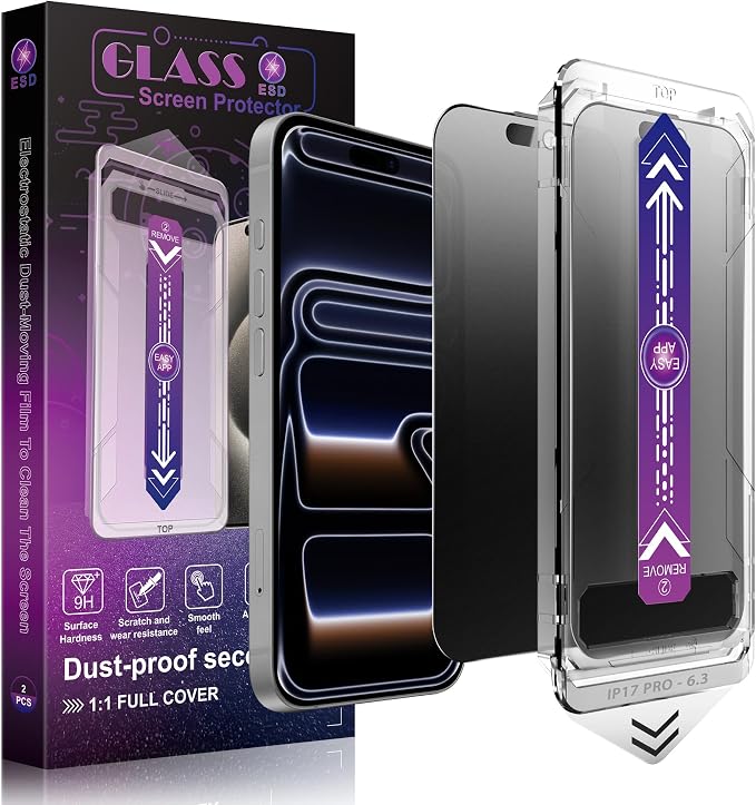 Matte Privacy Screen Protector for iPhone 17 Pro 6.3-Inch, Auto Dust Removal by Unknown
