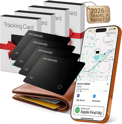 SPOTMINDERS Apple MFI Certified Wallet Tracking Card Black 4-Pack by Spotminders