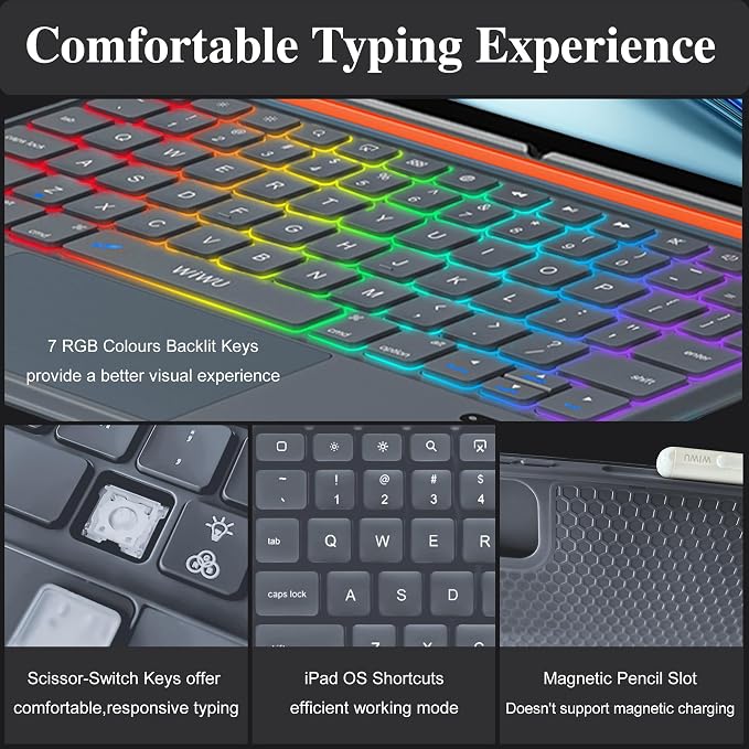 WIWU Keyboard Case for iPad Air 13 Inch 3 in 1 Magnetic Detachable Keyboard - Image 5