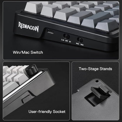 Redragon K686 PRO 98 Keys Wireless Gasket RGB Gaming Keyboard, 3-Mode PBT - Image 8
