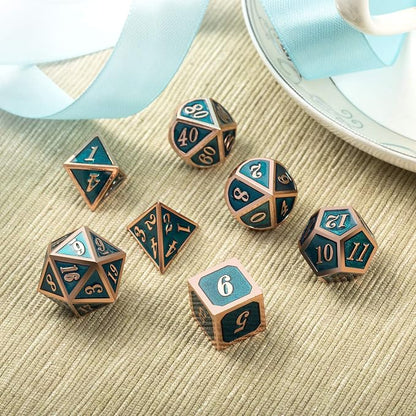 Teal D&D Metal Dice Set, DNDND 7 PCS Metallic Dungeons and Dragons Dice - Image 8