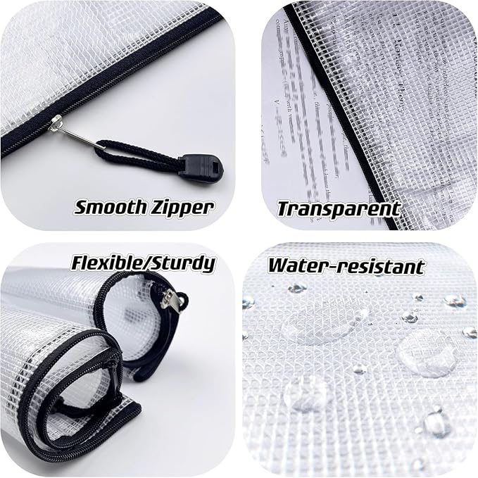 Oaimyy-B6, Plastic Mesh Zipper Pouch Document Folders Bag Zip File Folders - Image 3