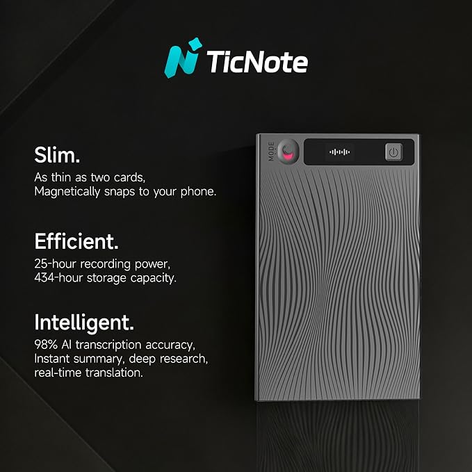 Mobvoi TicNote AI Voice Recorder 64GB Memory Note Recorder w/Case App Control - Image 4