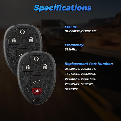 Key Fob 2Pcs OUC60270 OUC60221 22936101 Compatible - Image 4