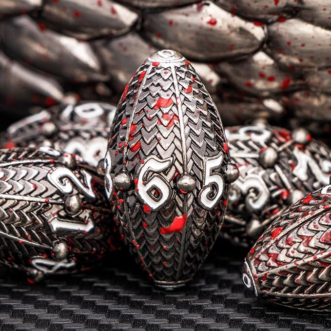 ARUOHHA DND Metal Dice Blood Splatter Dragon Egg Dice - Image 4
