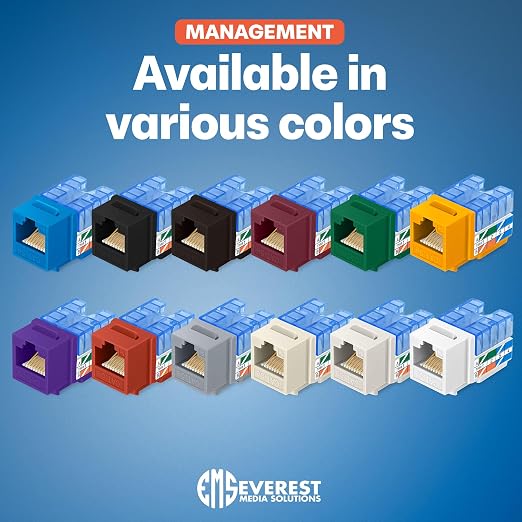 Everest 90° Angled RJ45 Cat5e Keystone Jacks 100-Pack in White - Image 7