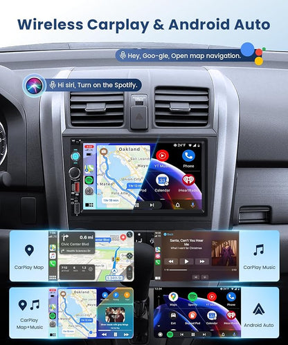 2 DIN Car Stereo Wireless Carplay&Android Auto, USB-C Head Unit 7” Touch Screen - Image 3