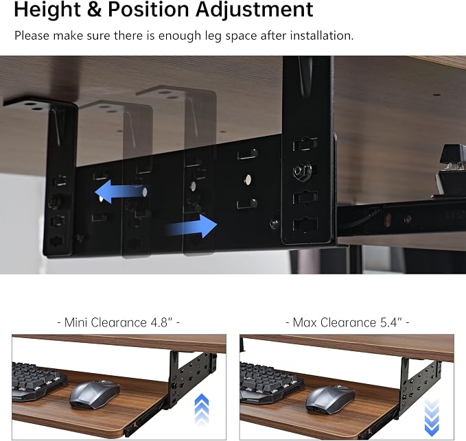 EUREKA ERGONOMIC Adjustable Keyboard Tray Under Desk, 28x11 Inch Large Slide - Image 4