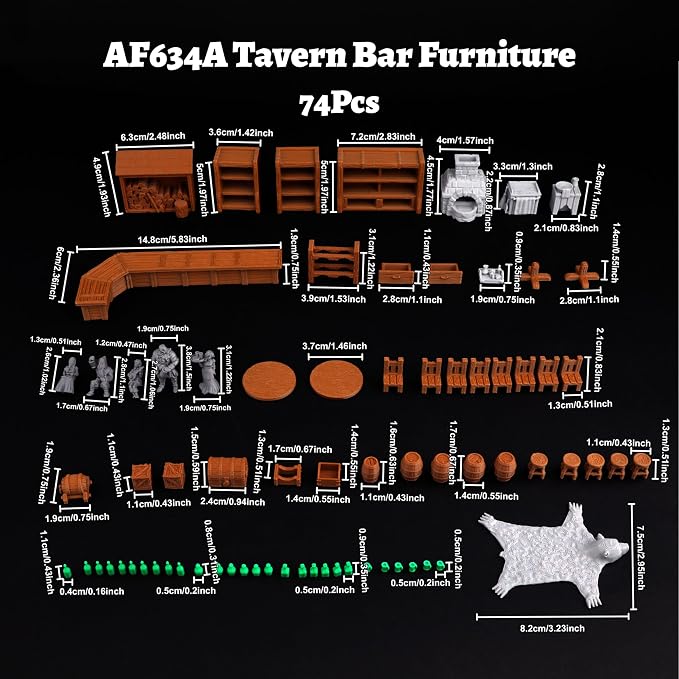 74 Pcs Tavern Bar Furniture RPG Terrain Set – Detailed DND Accessories - Image 6