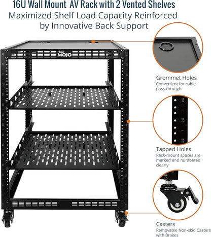 TECMOJO 16U Open Frame Network Rack - Image 4