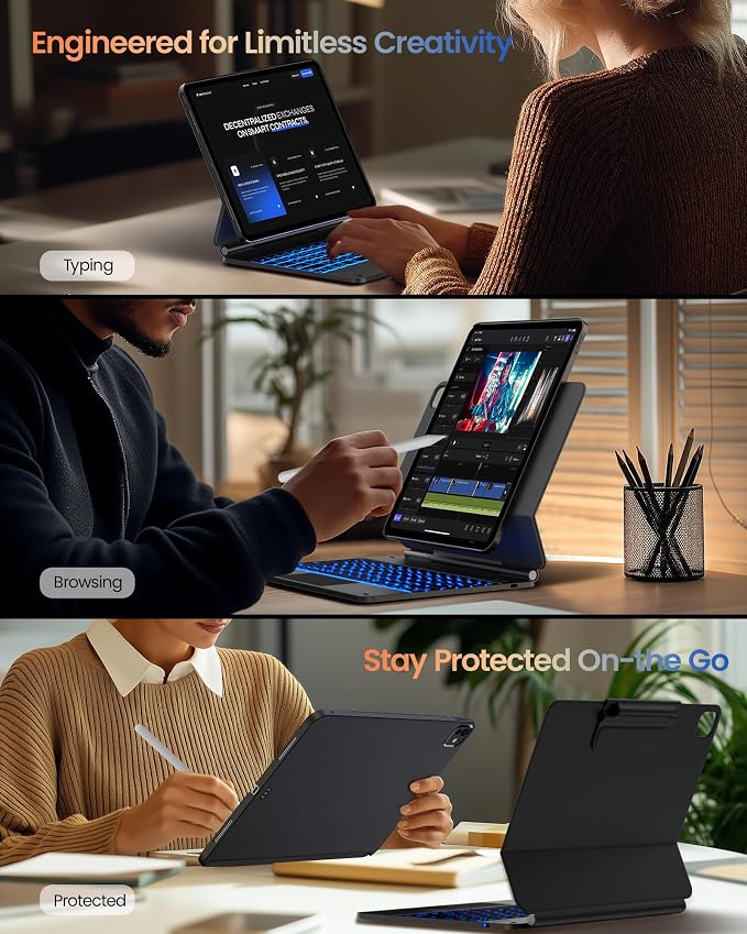typecase Edge+ Keyboard Case for 2024 iPad Pro 13-inch, Portrait & Typing Modes - Image 3