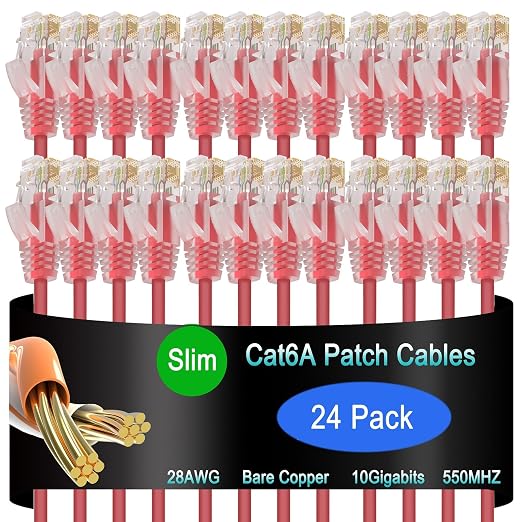 Cat6a Slim Ethernet Patch Cable 2 ft, Cat6a Patch Cable by Lysymixs