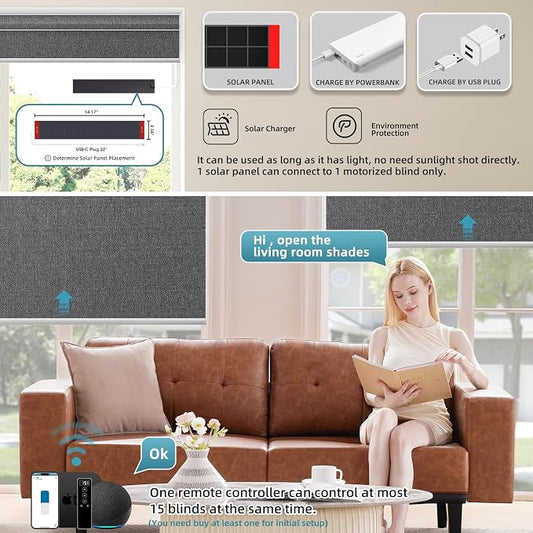 SmartWings Motorized 100% Blackout Shades Blinds, Custom Size, Cordless Window - Image 2