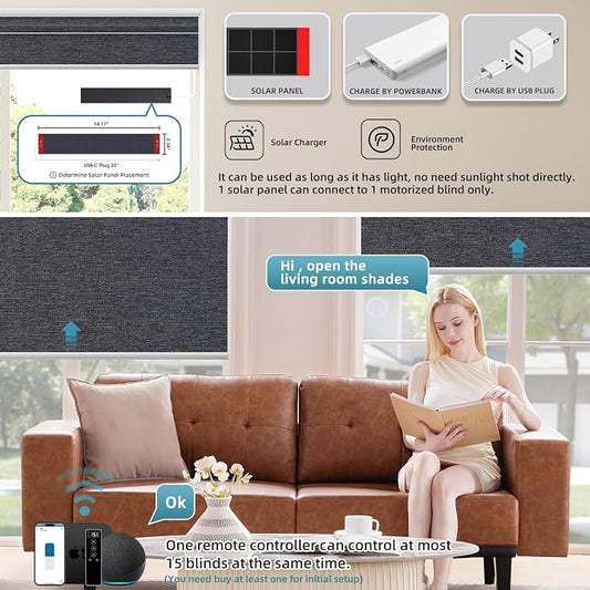SmartWings Motorized 100% Blackout Shades Blinds, Custom Size, Cordless Window - Image 2