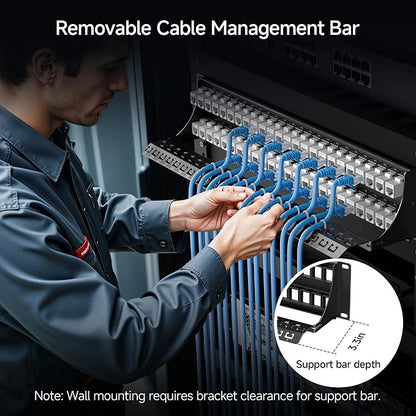Cable Matters Rackmount or Wall Mount 2U 48 Port Keystone Patch Panel - Image 2
