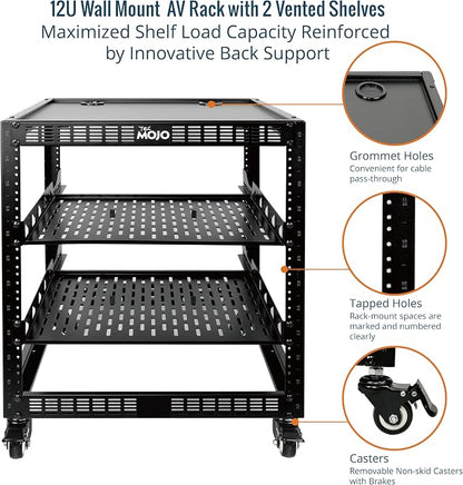 TECMOJO 12U Open Frame Network Rack - Image 4