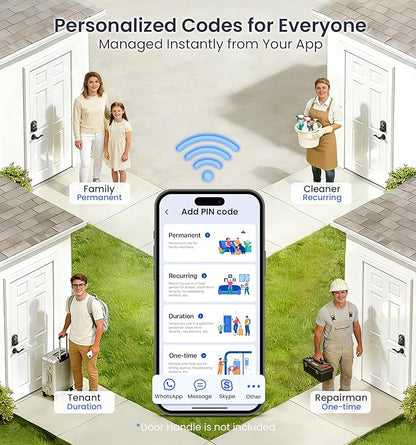 Veise VE012W Built-in WiFi Fingerprint Smart Lock, App Remote Control, - Image 6