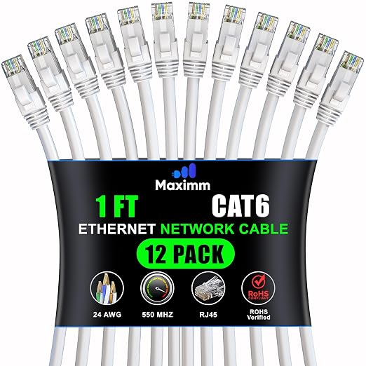Maximm Cat 6 Ethernet Cable 1 ft by MaximmCable