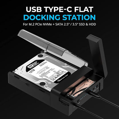 SABRENT USB-C Lay Flat Docking Station – NVMe M.2 + SATA 2.5”/3.5” SSD/HDD - Image 2