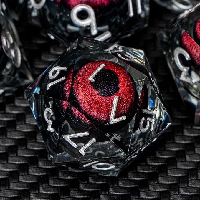ARUOHHA DND Resin Dice Dragon Eye Dice Liquid Core Red Sharp Edged Dice Set by ARUOHHA