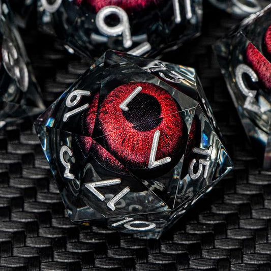 ARUOHHA DND Resin Dice Dragon Eye Dice Liquid Core Red Sharp Edged Dice Set by ARUOHHA