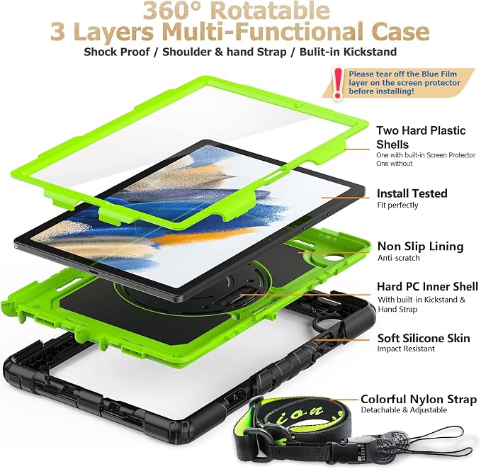 SEYMAC stock Case for Samsung Galaxy Tab A8 10.5'', Full-Body Drop Protection - Image 8