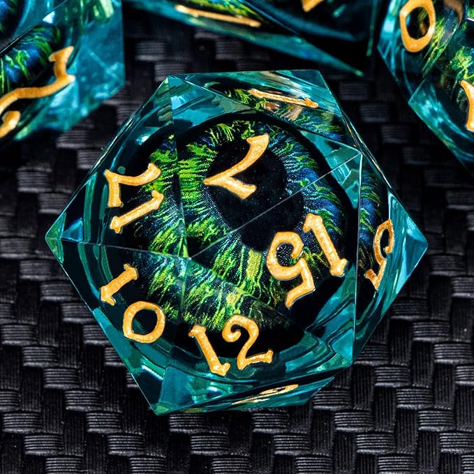 ARUOHHA DND Resin Dice Dragon Eye Dice Liquid Core Red Sharp Edged Dice Set by ARUOHHA