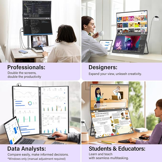 InnoView 23.8" Dual Monitor 2K QHD 2560 x 1440P Laptop Screen Extender - Image 4