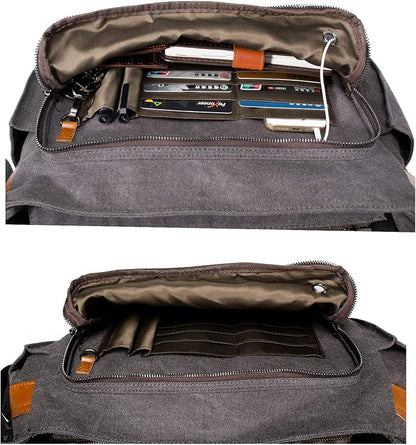 ESTARER 13-14 Inch Laptop Messenger Bag Water-Resistant Canvas Shoulder Bag - Image 4
