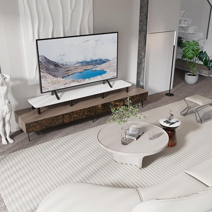 Dual Monitor Stand Riser 43.7 inch Large Extra Long Monitor Stand Riser Wide TV - Image 2