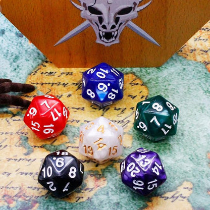 Handan 6 Pieces D20 Polyhedral Dice, 20 Sided DND Dice, 22mm Large Pearl Mixed - Image 3