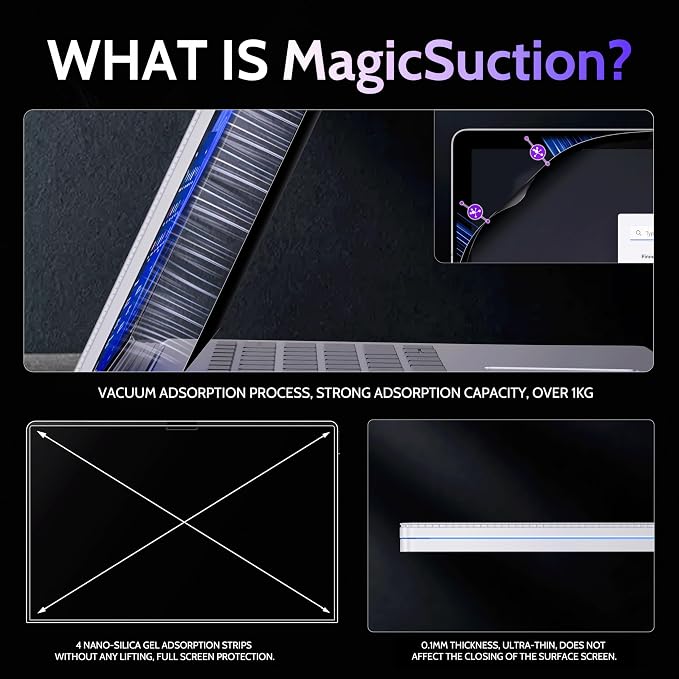 Privacy Screen for 13.5 Inch Surface Book 3/2/1, MagicSuction™ Removable Anti - Image 3