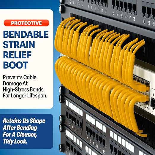 Everest Ultra Slim Cat6a Ethernet Patch Cables 10ft Yellow - Image 3