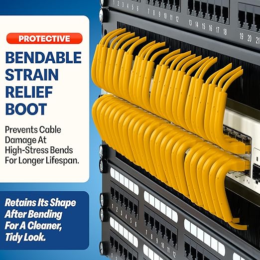 Everest Ultra Slim Cat6a Ethernet Patch Cables 1.5ft Yellow - Image 3