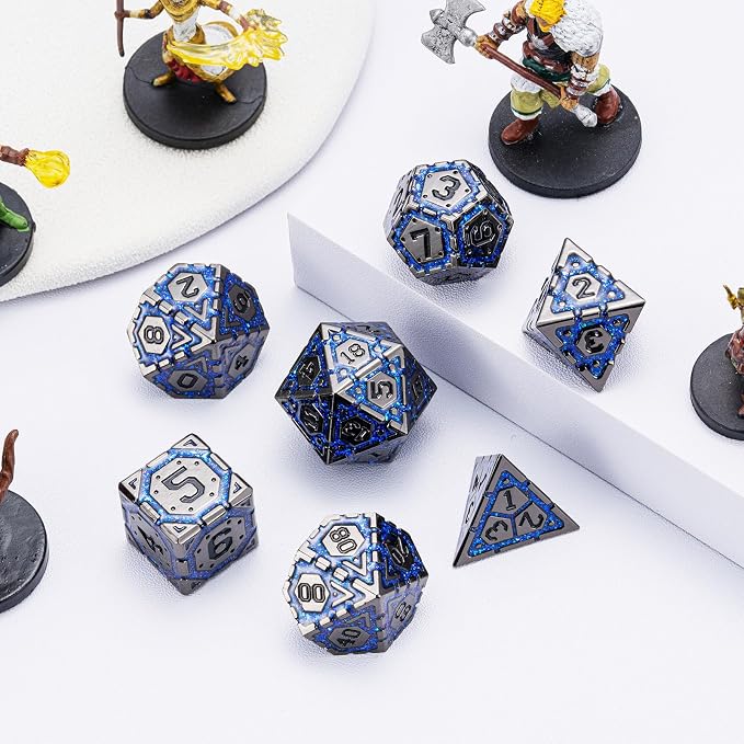 DND Metal Dice Set with Cracks, Polyhedral Dice - Image 3