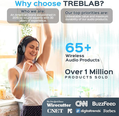 TREBLAB U5 - Hybrid Active Noise Cancelling Headphones Over-Ear, Deep Bass - Image 9