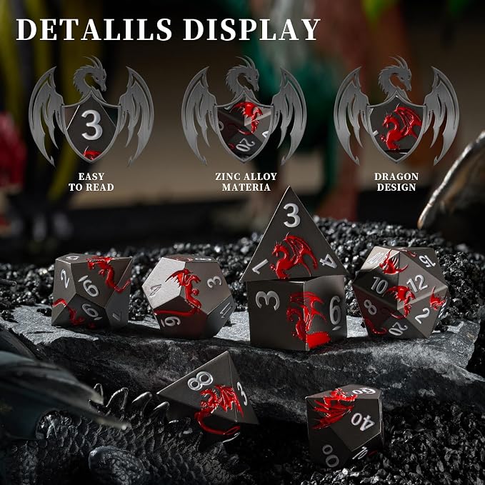 Metal DND Dice Set Dragon D&D Dice - Image 4