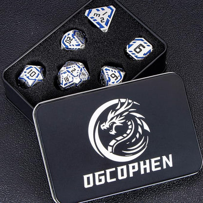 Metal DND Sci-fi Dice Set 7PCS Stripe Polyhedral Dice - Image 7