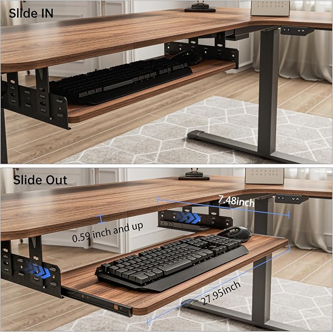 EUREKA ERGONOMIC Adjustable Keyboard Tray Under Desk, 28x11 Inch Large Slide - Image 5