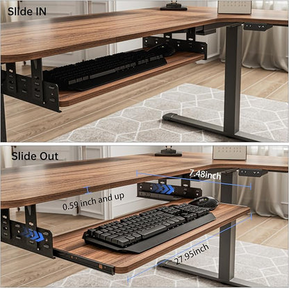 EUREKA ERGONOMIC Adjustable Keyboard Tray Under Desk, 28x11 Inch Large Slide - Image 5