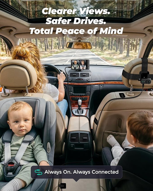 Magnetic Dual Baby Car Camera for Two Kids, 1080P IPS Display - Image 2
