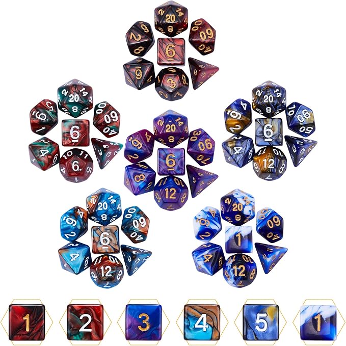 DND Dice Set, 20 X 7 Polyhedral Dice Two-Color - Image 2