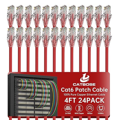 4 Feet Cat6 Patch Cables, Solid Pure Copper Patch Cord, Cat 6 Ethernet Cable by CatBose