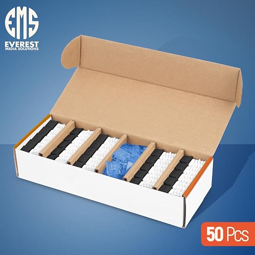 Everest 90° Angled RJ45 Cat5e Keystone Jacks 50-Pack in Black - Image 2