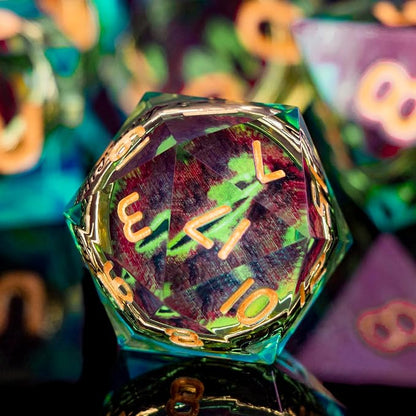 Magic Golden Ring DND Dice Set Sharp Edge Red Gaze Eye Resin Dice - Image 3