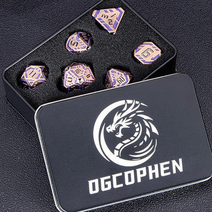 Metal DND Sci-fi Dice Set 7PCS Stripe Polyhedral Dice - Image 7