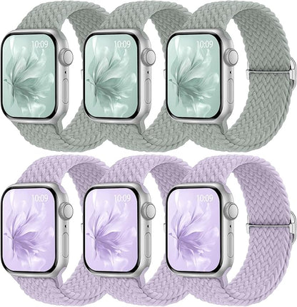 6 Pack Braided Stretchy Bands Compatible by KnossenWatchBand