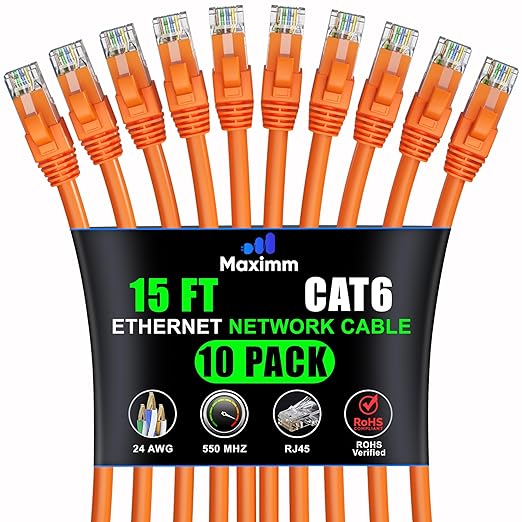 Maximm Cat 6 Ethernet Cable 15 ft by MaximmCable