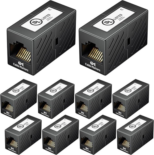 Cable Matters 10-Pack 10Gbps Cat 6 Ethernet Coupler in Black, Compatible by CableMatters